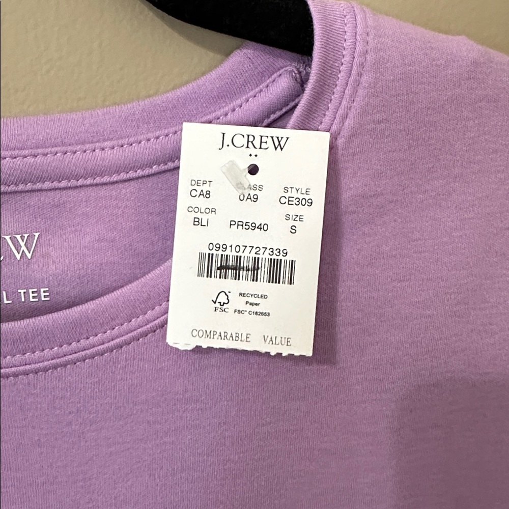 J.Crew Factory Essential Short-Sleeve Crewneck Tee in Bright Lilac - Picture 5 of 6